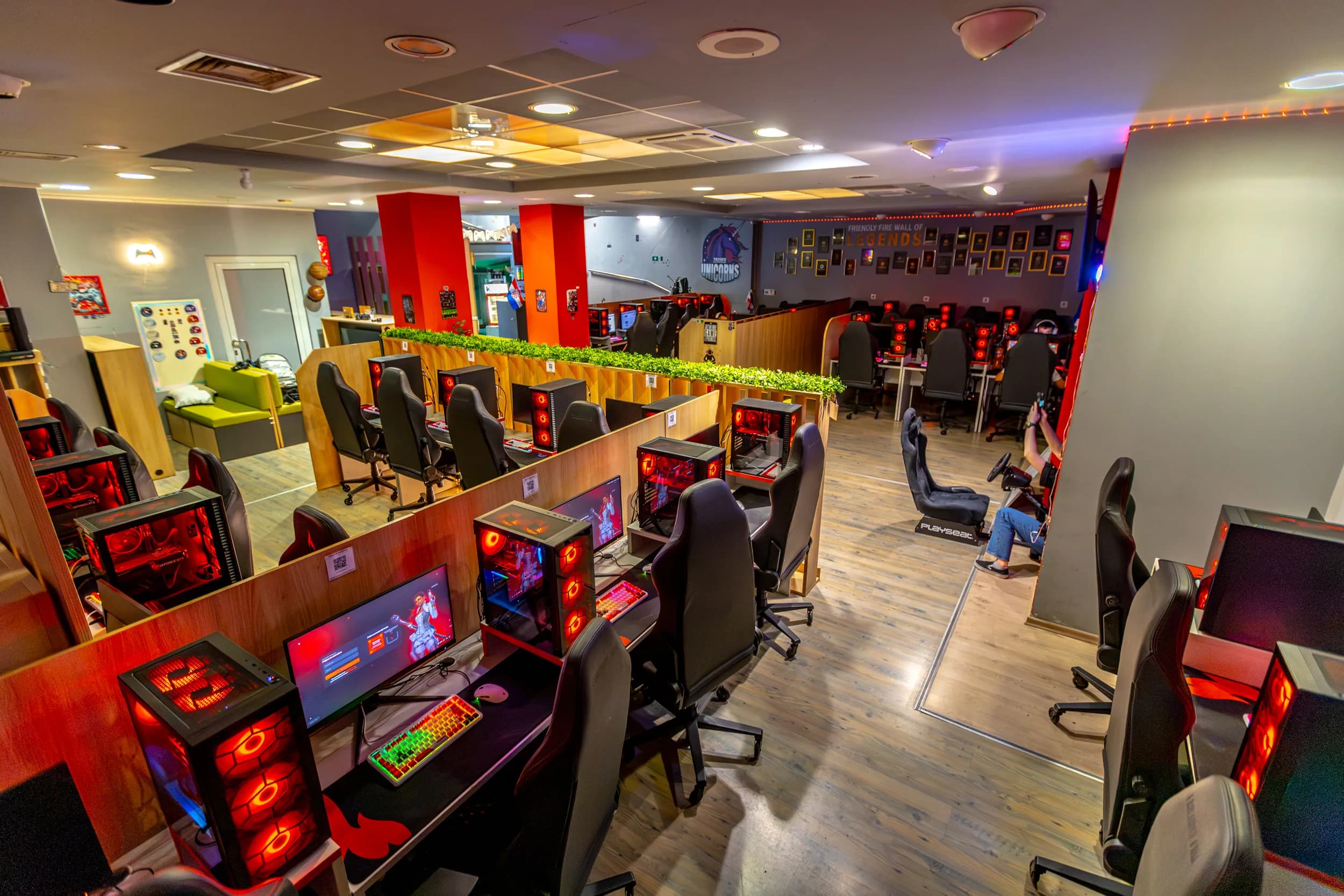 Friendly Fire gaming stations and venue interior